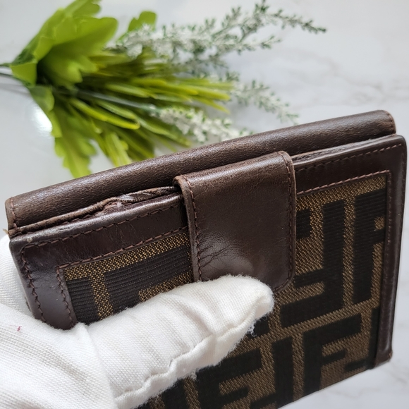 Fendi Zucca Bifold Snap Compact Wallet - Picture 13 of 15